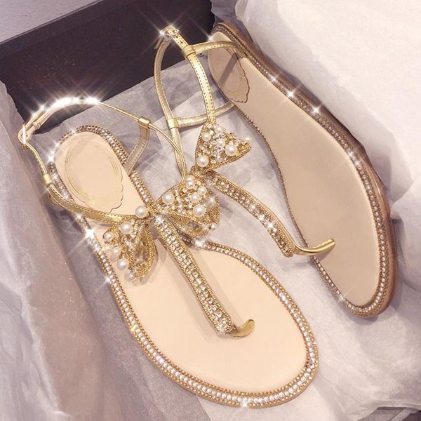 

rhinestone sandals scarpe donna estive summer shoes flat for women 2021, Black