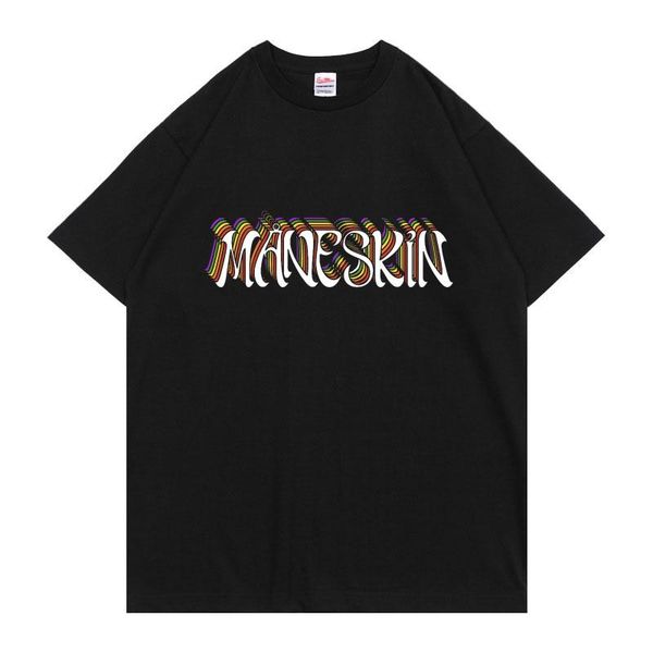 

men's t-shirts italian band logo maneskin print summer cool t shirt music t-shirt men women fashion streetwear cotton tee, White;black