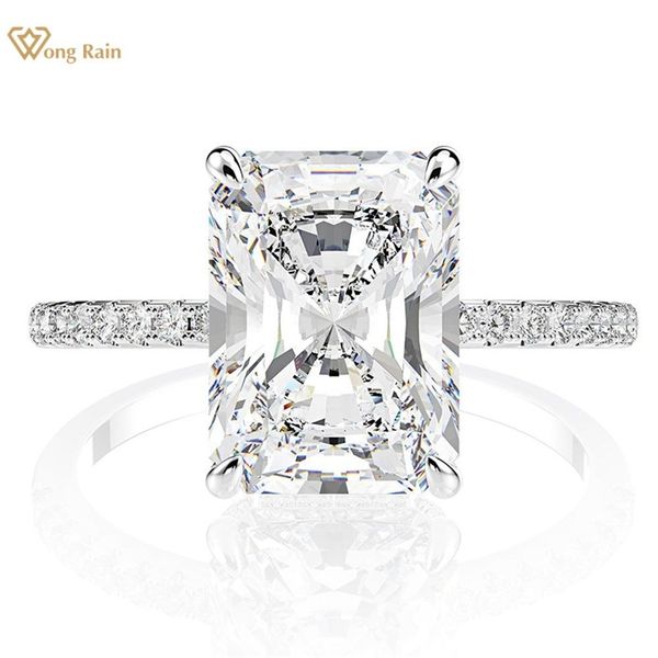 

wong rain classic 100% 925 sterling silver 8 * 11 mm created gemstone wedding engagement ring fine jewelry wholesale 211217, Slivery;golden