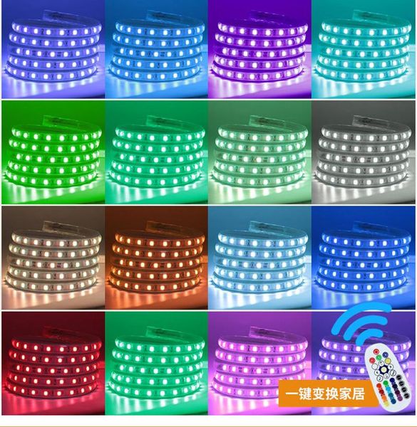 

strips 100m/lot 60 led strip light 16 colors ac110v waterproof rgb tape rope warm white home decoration lighting