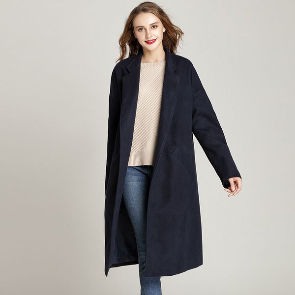 

big yards dresses stand collar tweed coat cardigan fat mm slim long loose