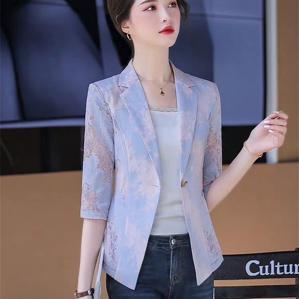 

slim sleeve korean fashion lace spring/summer women's casual temperament suit 210416, White;black