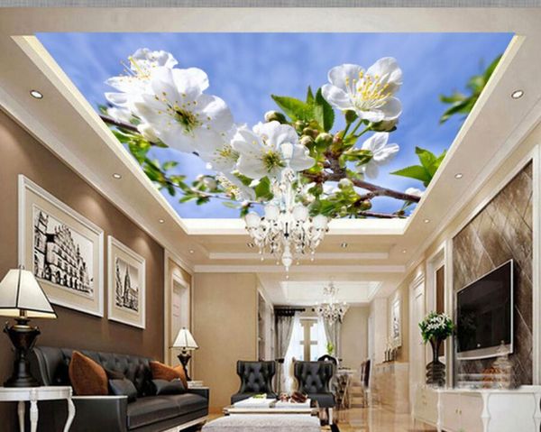 

wallpapers sky clouds leaves orchid landscape ceiling mural living room bedroom wall papers home decor