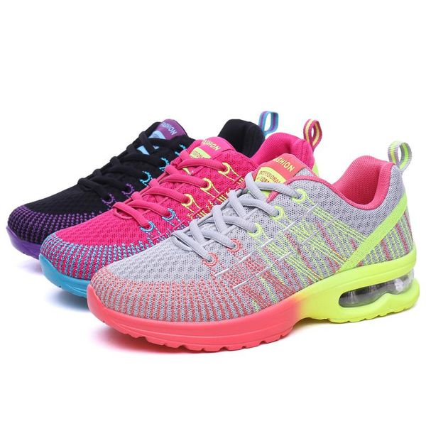 

fly women sports running shoes black blue purple yellow red pink trendy casual cushion women's outdoor jogging walking