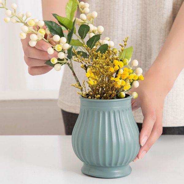 

vases creative plastic vase fall resistant simulated enamel thickened home office desk decor flowers decorative crafts background prop
