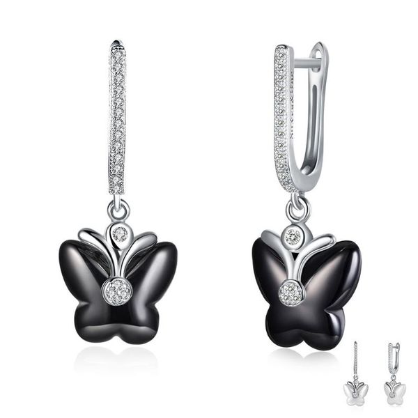 

stud zemior 925 sterling silver ceramics earrings for women trendy butterfly fine jewelry birthday girlfriend gift on sale, Golden;silver