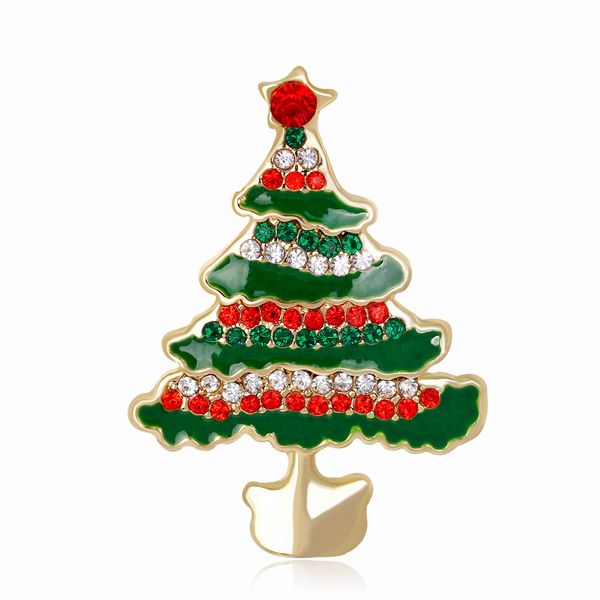 

factory autumn and winter selected fashion personality alloy painting oil christmas tree brooch girl christmas