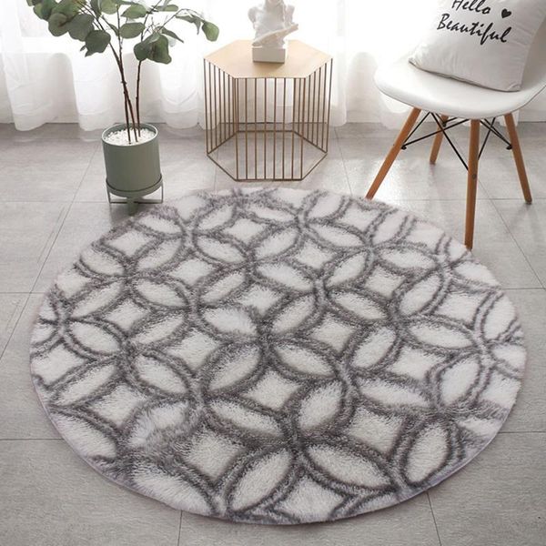 

carpets 1pc modern geometric pattern round imitation wool artificial rugs living room home plush warm soft small 60x60cm