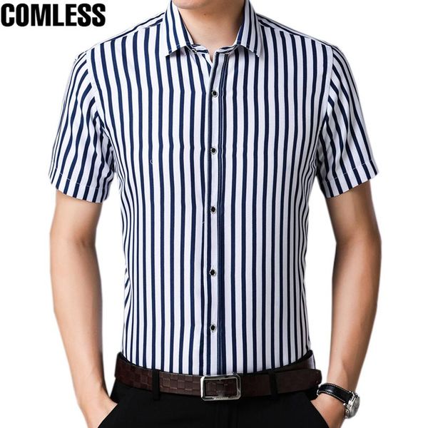 

mens short sleeve shirt 2021 summer slim fit striped plus size -4xl casual men clothes camisa masculina men's shirts, White;black