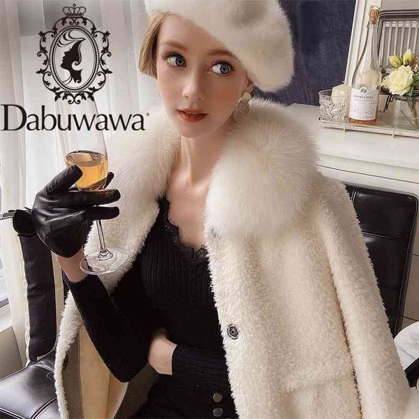 Dabuwawa Casual Donna Inverno Solid Lungo Cappotto di lana di pecora Cappotto di pelliccia con risvolto Lady Inverno Monopetto Capispalla Donna DT1DFR022 210520