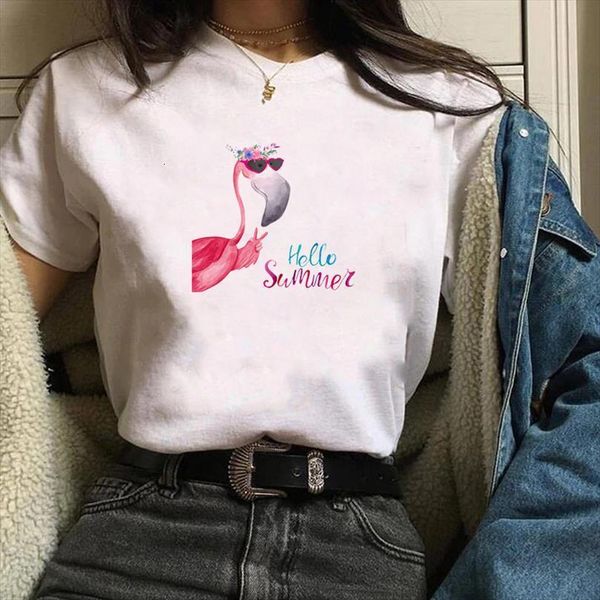 

and women cartoon flamingo print mens t shirts short sleeve o neck loose ladies summer causal tee clothes, White;black