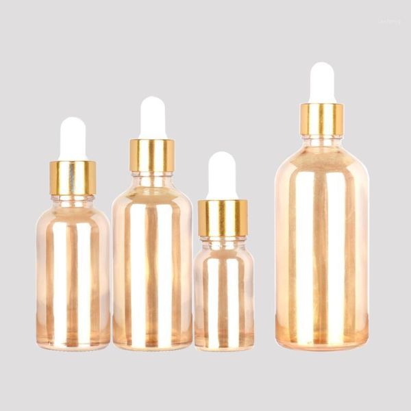 

storage bottles & jars 15ml 30ml amber gold glass essential oil bottle liquid for massage pipette refillable