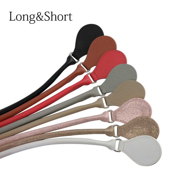 

long short concise round leather handle with drop d buckle for classic mini obag women handbag handle o bag 210901, Black