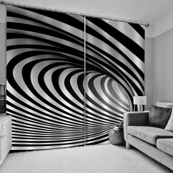 

custom 3d curtain fabric black and white lines curtains modern living room & drapes