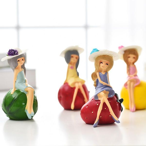 

novelty items korean fruit girl resin kawaii home decoration craft gifts ornaments student wedding supplies embellishments