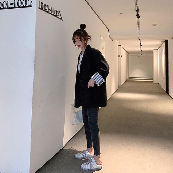 

women's suits & blazers blazer women small suit jacket female 2021 korean spring british style black, White;black