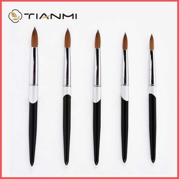 

acrylic nail brush crimped kolinsky sable uv art gel builder manicure flat round black tool tianmi brushes1, Yellow