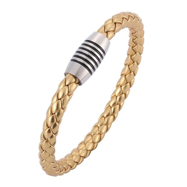 

charm bracelets punk men women jewelry rope bracelet silver color stainless steel magnet buckle fashion bangles gifts sp0523, Golden;silver