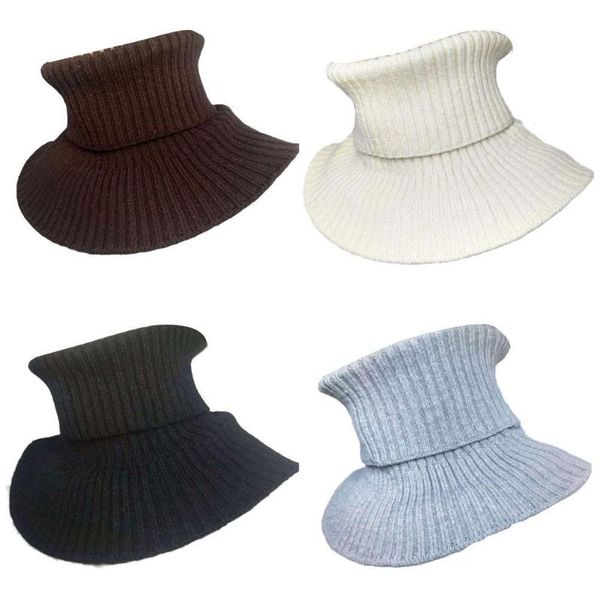 

bow ties men's fake collar turtleneck detachable winter windproof warm knitted bib scarf wrap for outdoor sports climbing riding, Black;gray