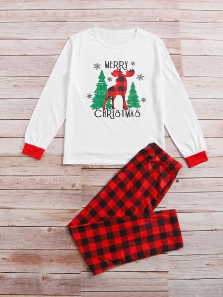 

men christmas and plaid print lounge set c7ba#, Black;brown