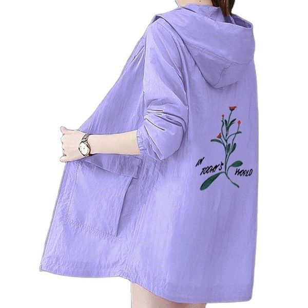 

women's trench coats oversize embroidered lady sunscreen windbreaker coat anti-ultraviolet summer women clothing thin beach hooded over, Tan;black