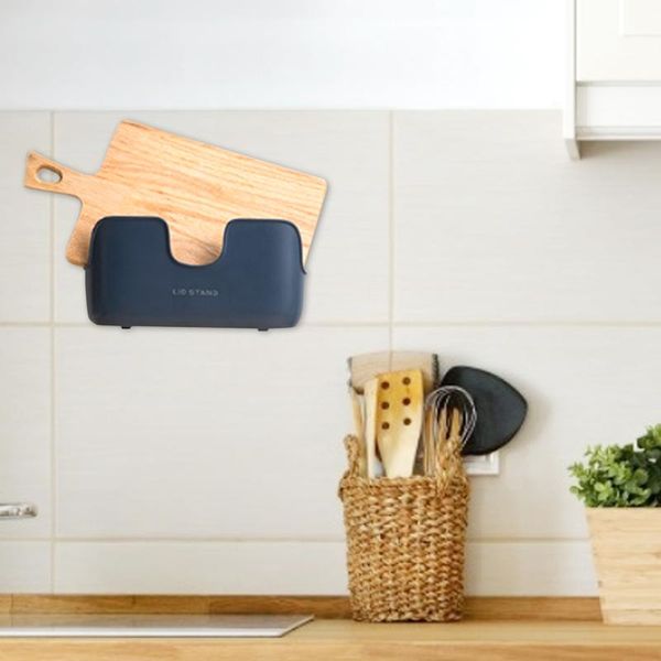 

storage bags pot cover rack nail-wall hanging chopping board stand kitchen tool drying pan lid rest spoon holder