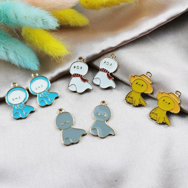 

charms 10pcs alloy accessories japanese cartoon sunny doll pendant charm diy necklace small keychain handmade material, Bronze;silver