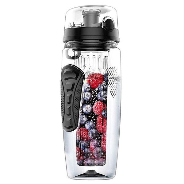 

1000ml/32oz fruit infusing infuser water bottle plastic sports detox health