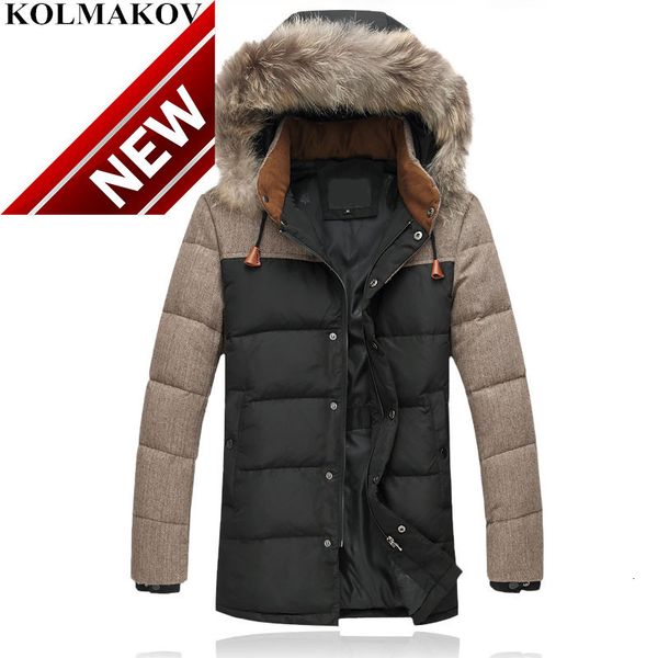

new plus size m-4xl mens down coats with hat slim 2018 winter men's casual fur hooded male warm duck jackets men, Black