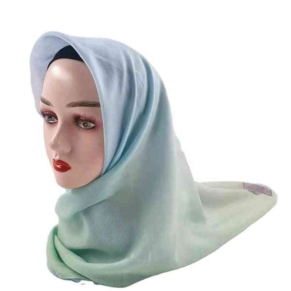 

2021 120cm by 120 cm hijjab muslim scarf square floral 100 polyter printed breathable voile bawal scarf, Blue;gray