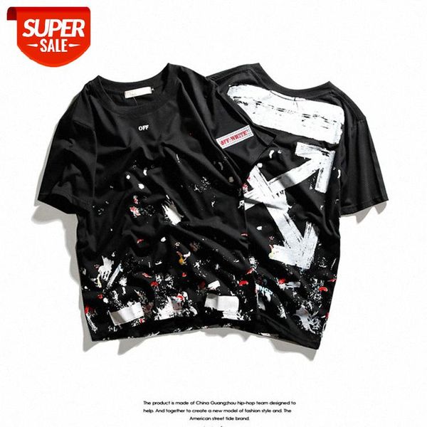 

street twill speed belt starry sky graffiti men and women pure cotton short-sleeved t-shirt hip-hop half-sleeved #yq0a, White;black