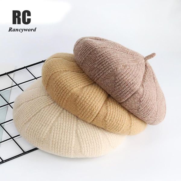 

berets elegant lady women bonnet cap solid color wool felt winter spring french classic hat comfortable walking, Blue;gray
