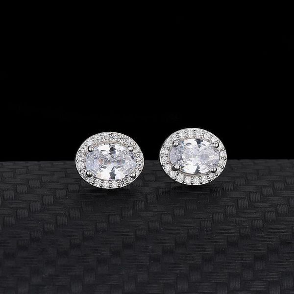 

stud 2 carat pigeon egg simulation diamond earrings luxury with zirconia s925 sterling silver women, Golden;silver