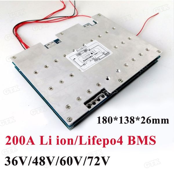 GTK BMS 36V / 48V / 60V / 72V 200A LifePO4 Li Ion Battery Защита аккумулятора для Lithium LifePO4 Баланс батареи Battery Pack PCB