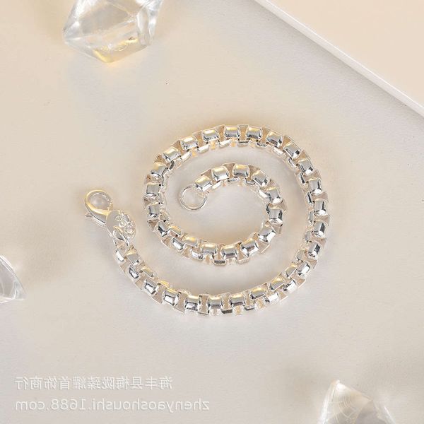 

hand catenary 5mm round box baby bracelet men's fashion simple copper plated 925 silver bracelet women's, Black