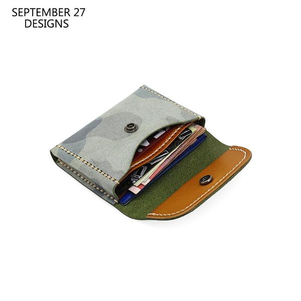 

card holders fashion organizer purse genuine leather luxury handmade camouflage storage coin pouch hasp wallet money bag, Brown;gray