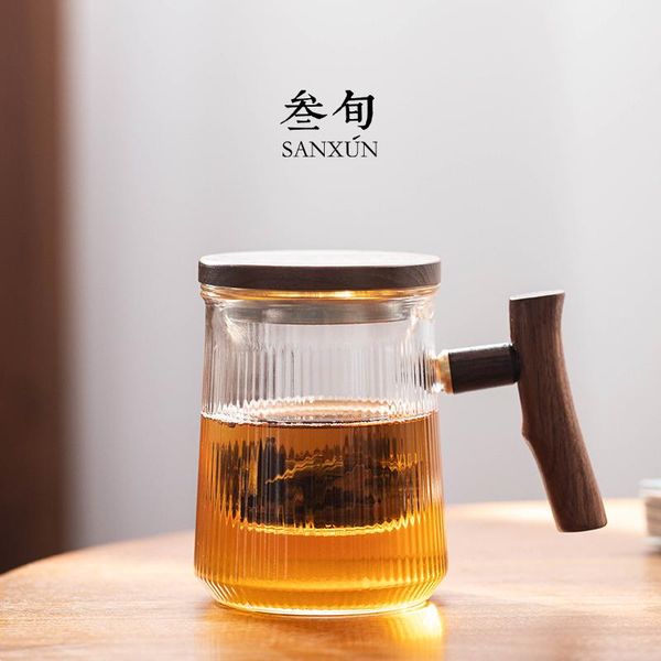 

mugs three ten-day transparent heat-resistant glass filter cup tea office household separation mark