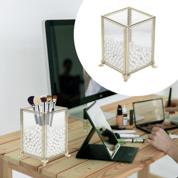 

car organizer 1pc pearl makeup brush bucket glass pencil organize box
