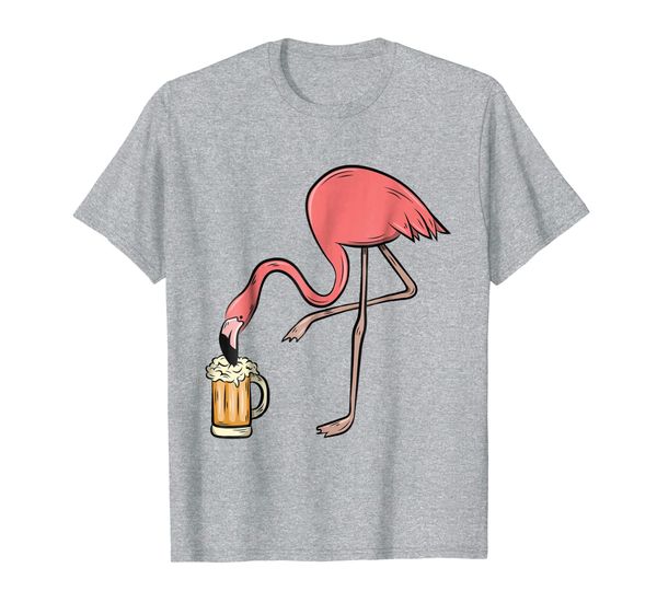 

flamingo drinking beer - funny pink flamingo t-shirt, White;black