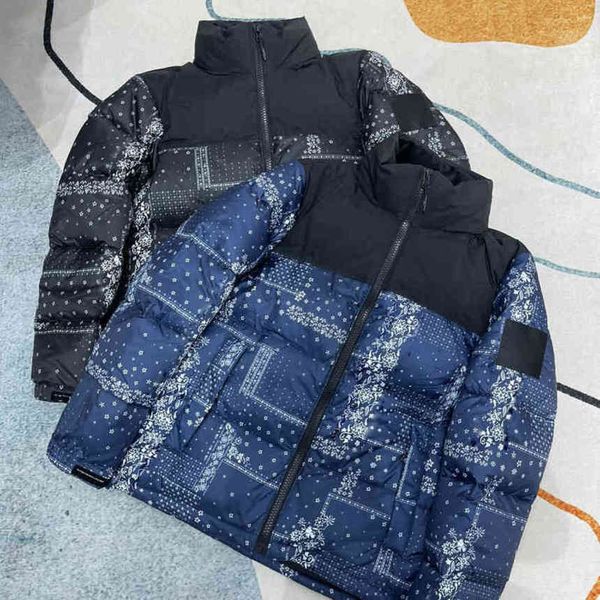 

autumn and winter cotton tnf fashion classic 1996 parkas men womens wear gooses letter embroidery puffer jacket cashew flower coat, Black