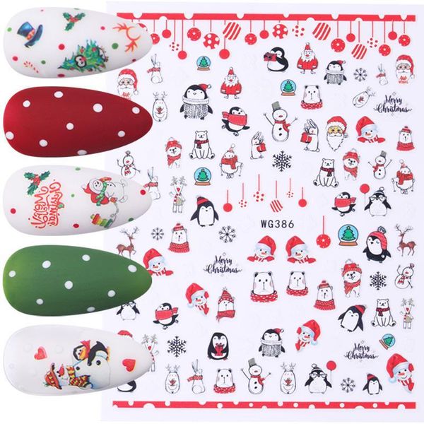 

1pc christmas gold silver snowflake 3d nail sticker santa claus halloween pumpkin stickers laser effect art decoration1, Black