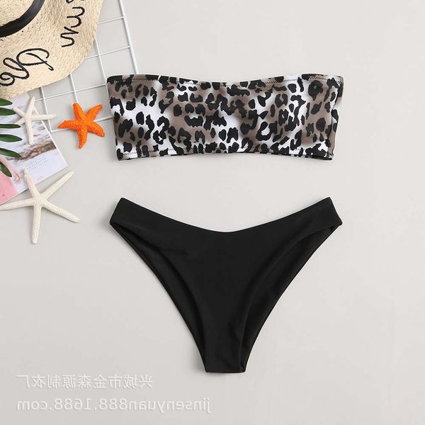 

ms swimsuit printed leopard point bra split swimsuit women's bikini, White;black