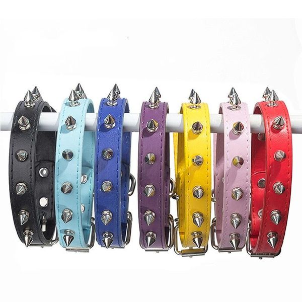 

cat collars & leads cool leather collar spiked studded kittens pu punk rivet puppy dog for small medium dogs cats products