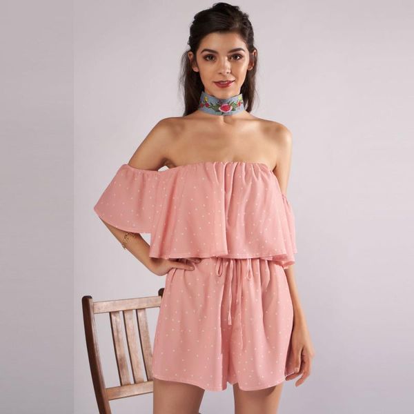 

women's jumpsuits & rompers korean women summer off shoulder ruffles jumpsuit casual loose beach party backless wide leg high waist sho, Black;white