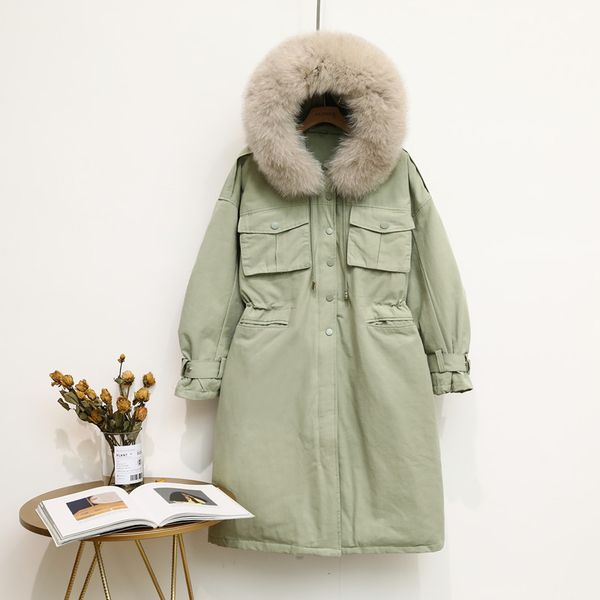 

Women's Down & Parkas Winter Coat White Duck Jacket Big Fur Collar Korean Puffer Warm Parka ZQ0098 YY1414 YRQZ, Black