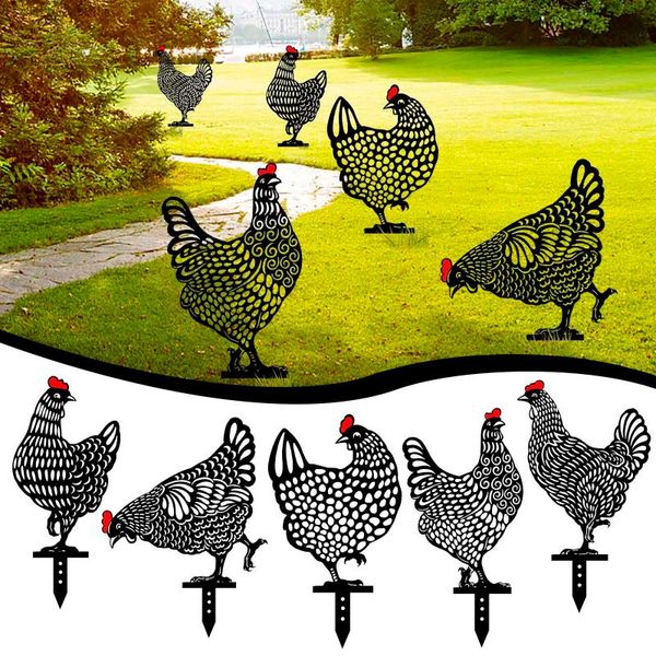 

chicken yard art outdoor garden backyard lawn stake metal hen decor gift park rooster model decoration ornaments decorations
