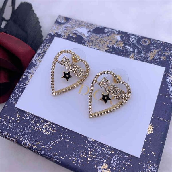 

86% off factory shophome new female love diamond inlaid silver needle high-end version quality, Golden