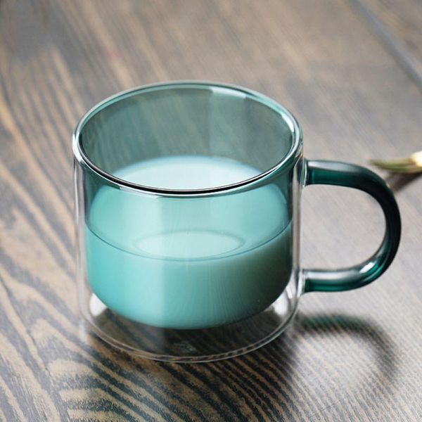 

wine glasses 9oz high borosilicate glass double layers heat insulation coffee cup with handle usd for tea or cappuccino