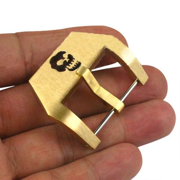 

watch bands band clasp 22mm 24mm 26mm bronze brass leather watchbands strap skull buckle belt accessories, Black;brown