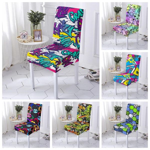 

chair covers cartoon elastic print dining cover for kitchen chairs stretch slipcover banquet wedding party el